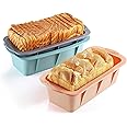 MONGSEW 3PCS Silicone Bread Loaf Pan, Non-Stick Bread Pans for Baking, Easy Release Loaf Pan, Great for Homemade Bread, Cakes, Brownies, Dishwasher Safe (3 Colors, Nesting Design)