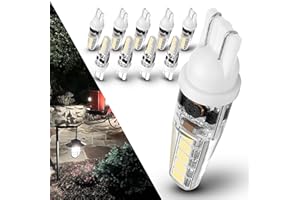 Heifymi 3 Watt T5 T10 LED Wedge Base Light Bulbs AC/DC 12V-24V Equivalent 25W-30W 6000K Daylight White 300lm T10 921 194 LED Bulbs for RV Camper Marine Boat Landscape Driveway Patio Lighting, 10 Pack