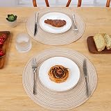 SHACOS Round Placemats Set of 6 38cm Beiges Braided Woven Heat Resistant view 8