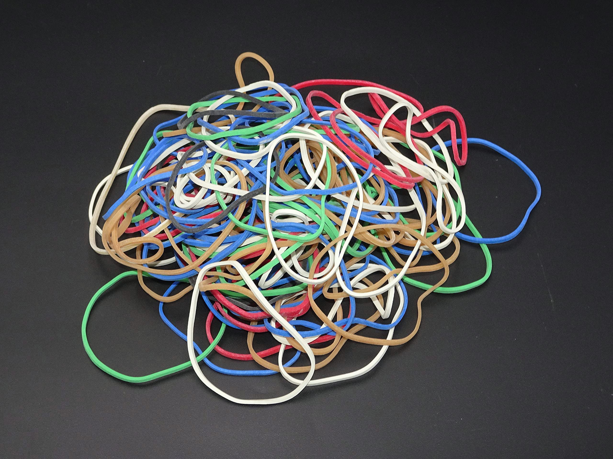 Rubber Bands - 80 mm x 1.7 mm - 6 Colours (Blonde, Red, Green, Blue, White, Black)
