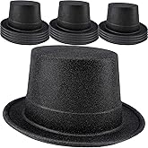 SGBETTER 15 Pack Adult Glitter Top Hats Plastic Magician Hat Black Shiny Party Top Hat for Men Women Halloween Cosplay Party Supplies