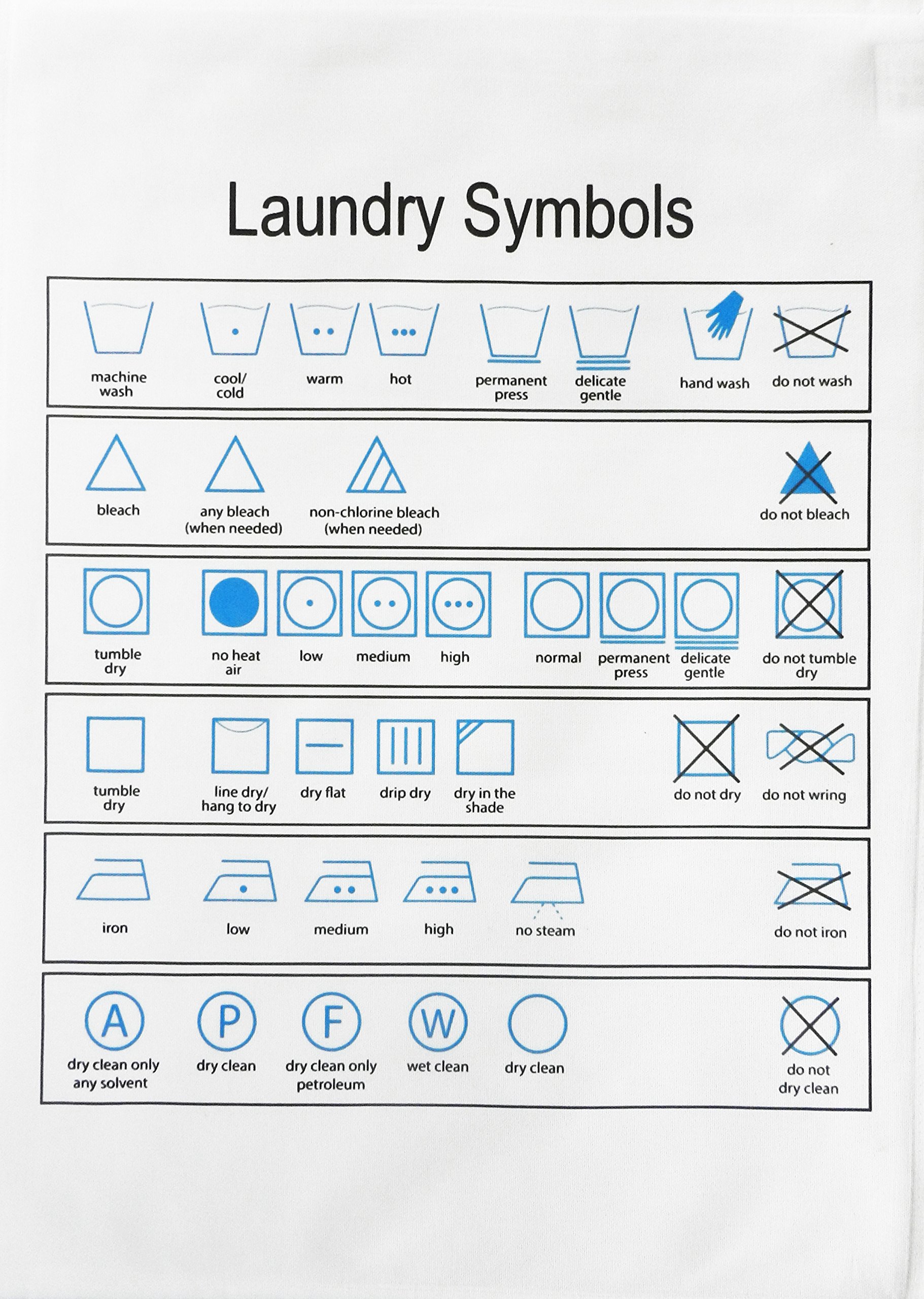 Half a Donkey Laundry Symbols - Large Cotton Tea Towel for the Laundry Expert