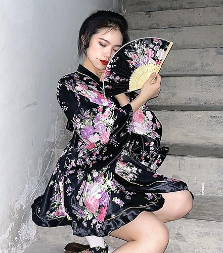 Japanese Anime Women's Dance Kimono Robe Fancy Dress Yukata Silk