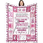 Guqklout Breast Cancer Gifts for Woman, Breast Cancer Awareness Blanket 60x50 Inches, Breast Cancer Survivor Gifts for Women, Breast Cancer Tribute Throw Blanket
