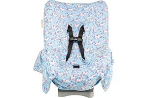 Niko Easy-Wash Children's Car Seat Cover & Liner - 100% Cotton Jersey Blue Unicorn - Fits Most Toddler Car Seats - Universal Fit - Waterproof SEAT Bottom - Machine Wash and Dry