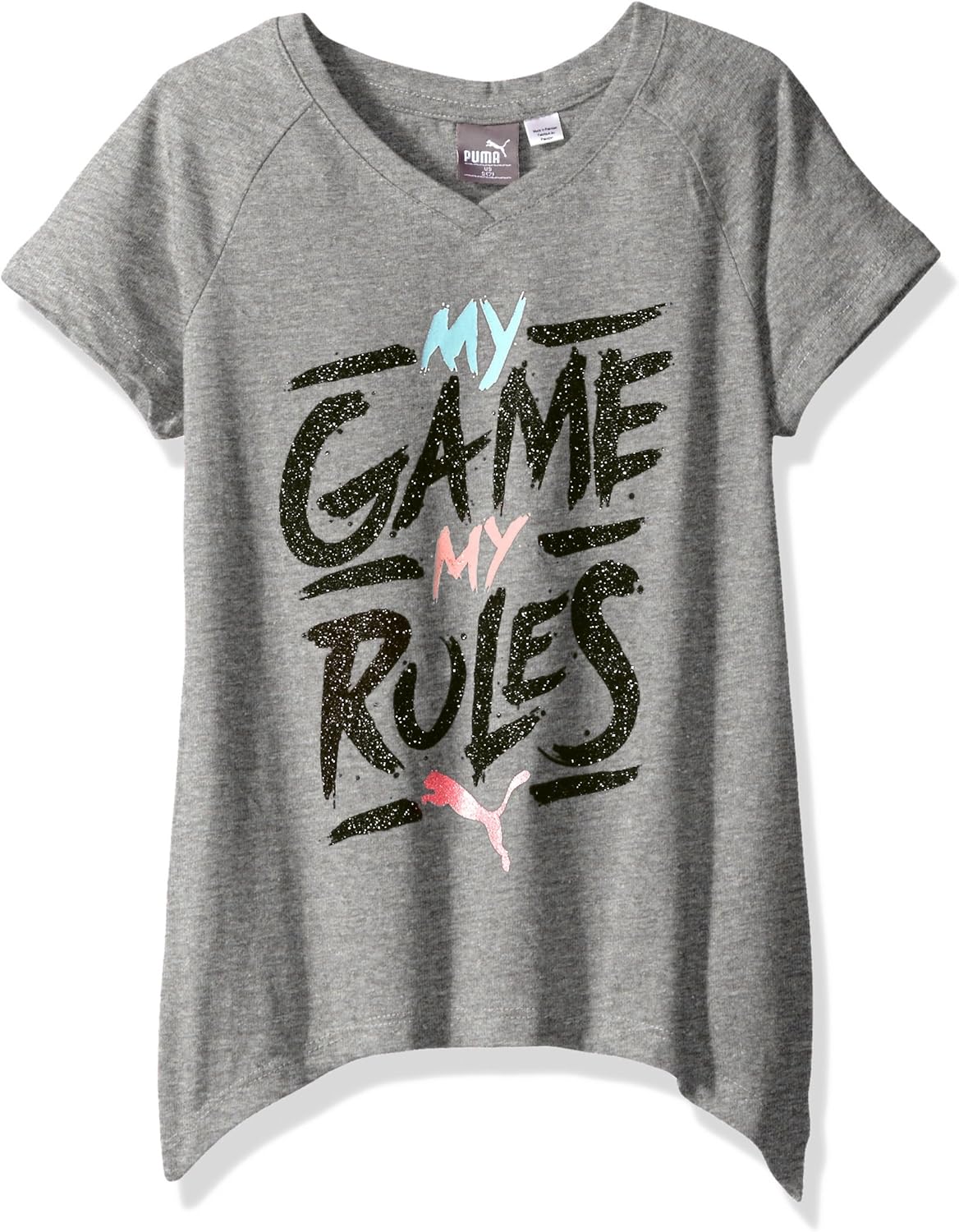 Amazon Com Puma Girls Shark Bite Hem T Shirt Clothing