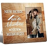 SSQBZU Housewarming Gifts New Home New Adventure New Memories, 4x6 Picture Frame, Wooden Photo Frame, Housewarming Party Decorations, Wall Mount & Table Top, New Home Essentials.(032)