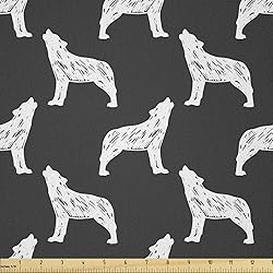Lunarable Crying Wolf Fabric by The Yard, Sketch