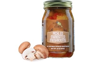 Green Jay Gourmet Marinated Mushrooms in a Jar - Fresh Hand Jarred Vegetables for Cooking & Pantry – Home Grown Pre-Prepared Pickled Marinated Mushrooms – Simple Natural Ingredients - 16 Ounce Jar