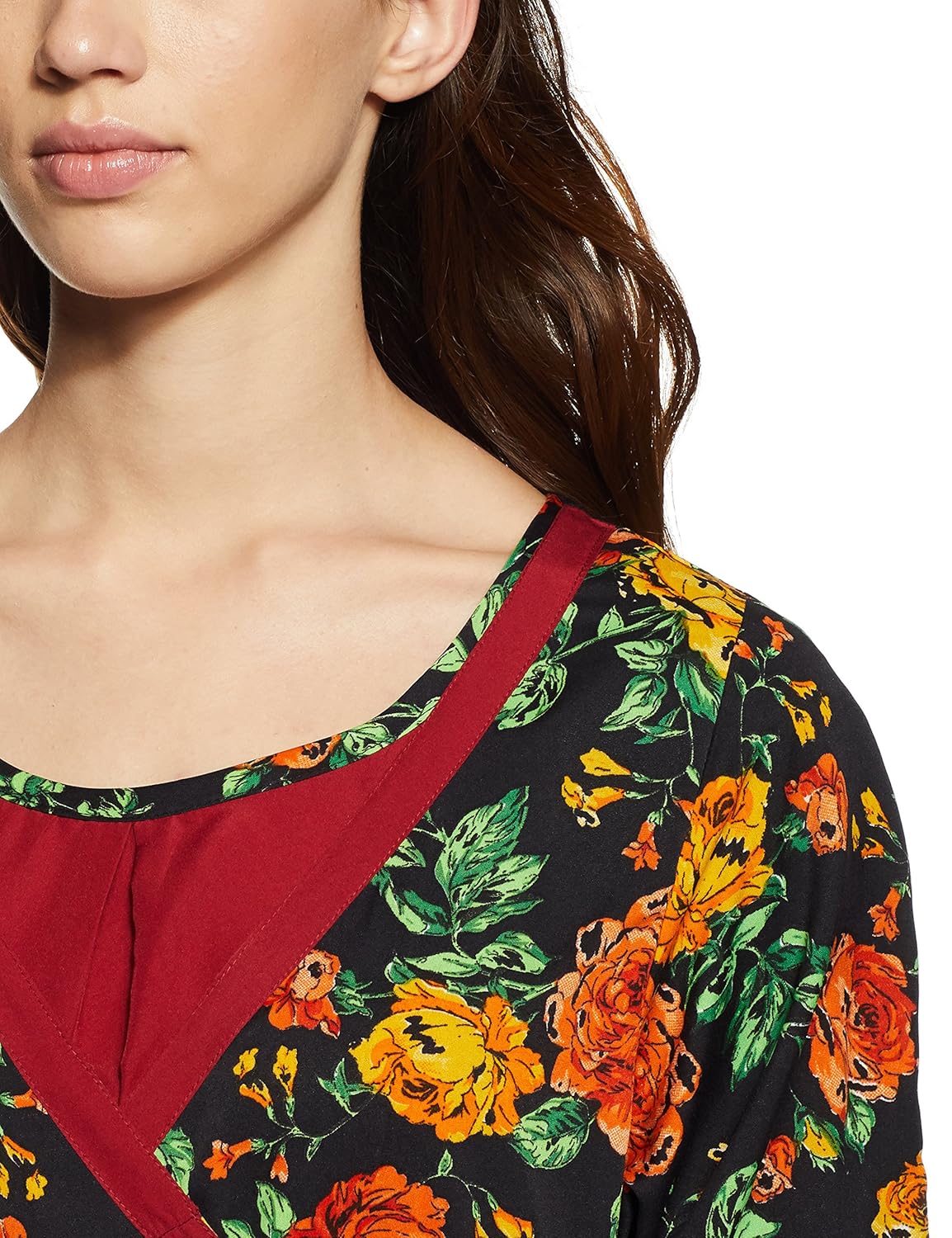 clovia womens crepe nighty with floral print robe