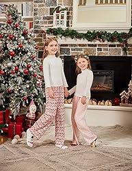 Arshiner Pajama Pants for Girls Long Sleep Plaid