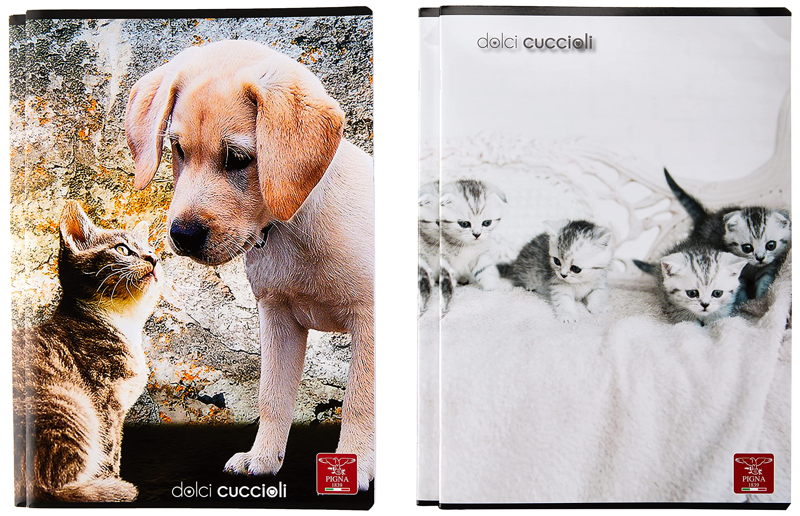 PIGNA Maxi 023076910 Notebooks A4 Sweet Puppies, 1 cm Square, Pack of 10