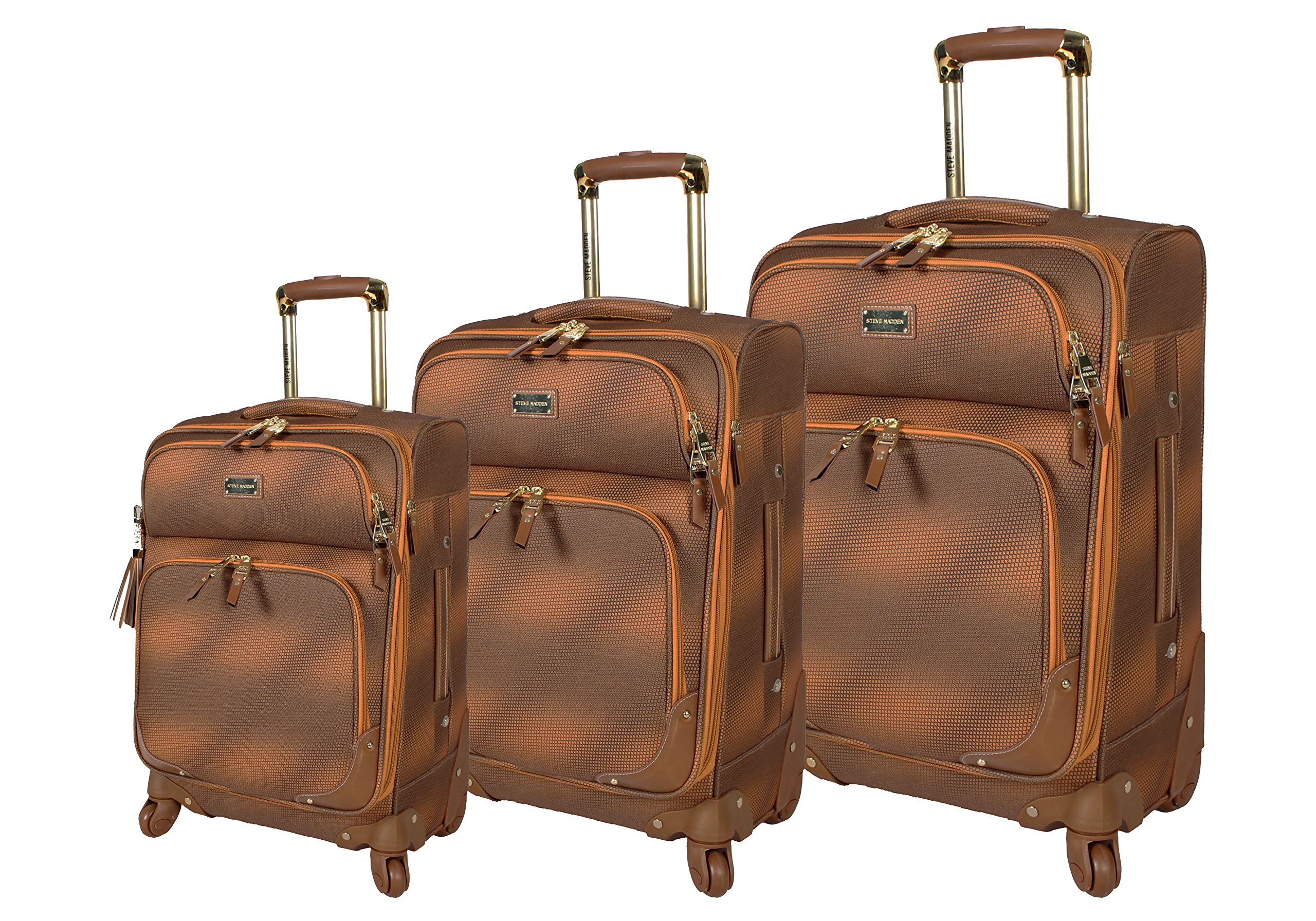 Steve Madden Luggage 3 Piece Softside Spinner Suitcase Set Collection