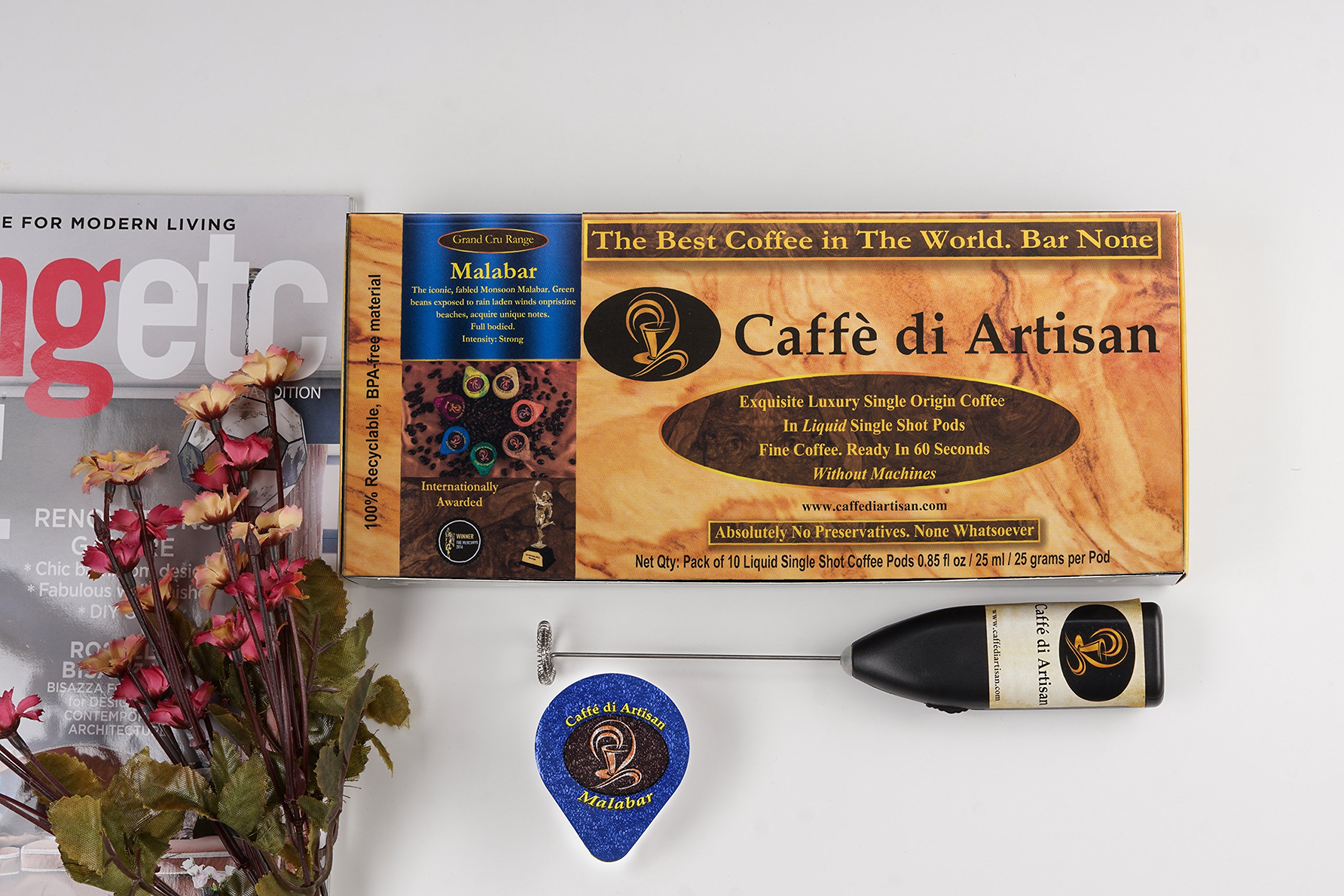 Malabar Cold Brew Concentrate Instant 24 Coffee Pods 100% Pure Rich Arabica Medium Dark Roast Coffee Beans Syrup | Instant Coffee Concentrate Liquid Capsule From Caffè Di Artisan