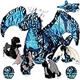Deekin 7 Pcs Dragon Toy Set 16 Inch Large Dragon Stuffed Animal with 4 Baby Plush and 2 Eggs in Mommy's Belly Dinosaur Plushies Gifts for Boys Girls Birthday Christmas(Cool Style)