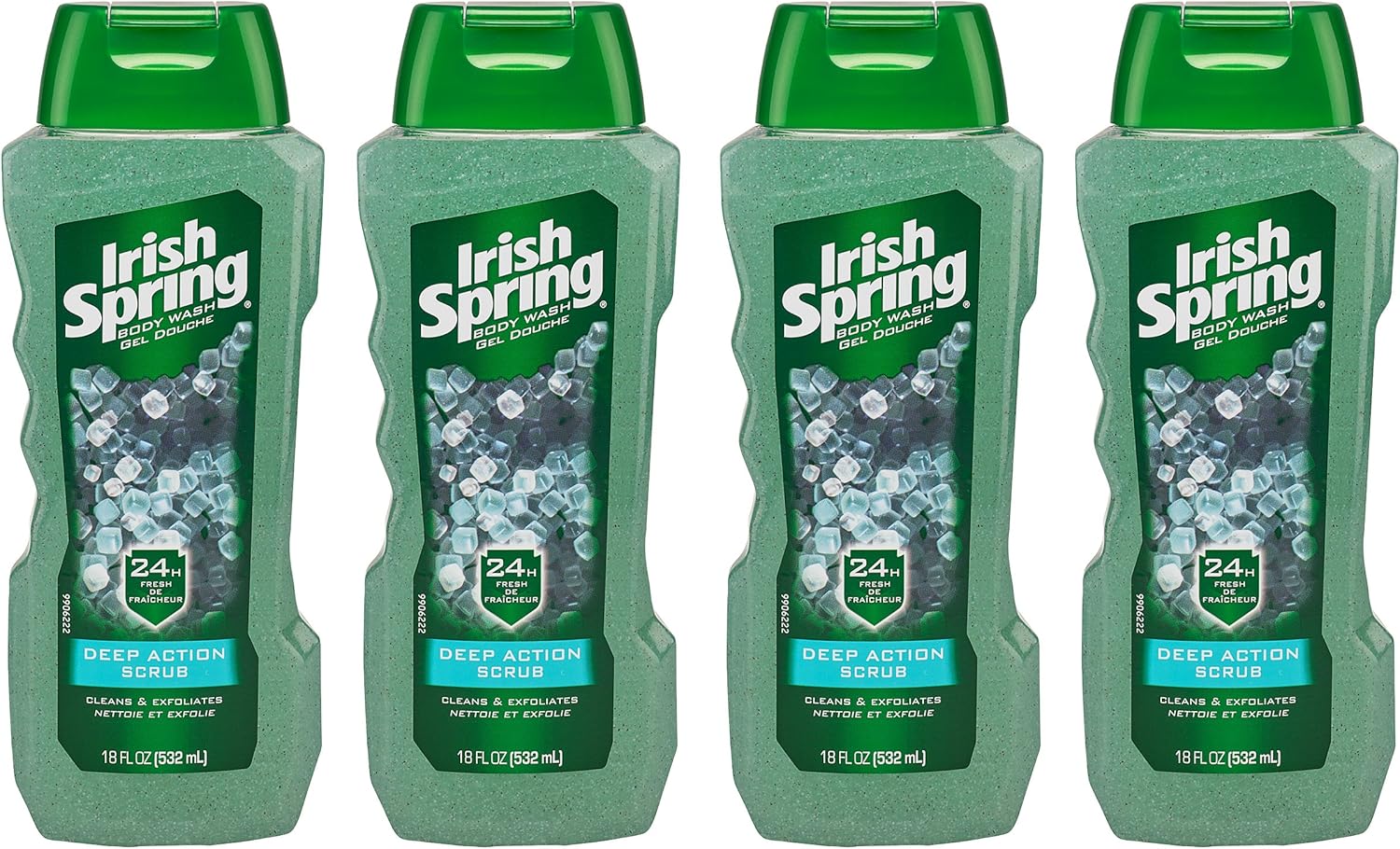 Irish Spring Deep Action Scrub Body Wash for Men, 18 Ounce (Pack of 4