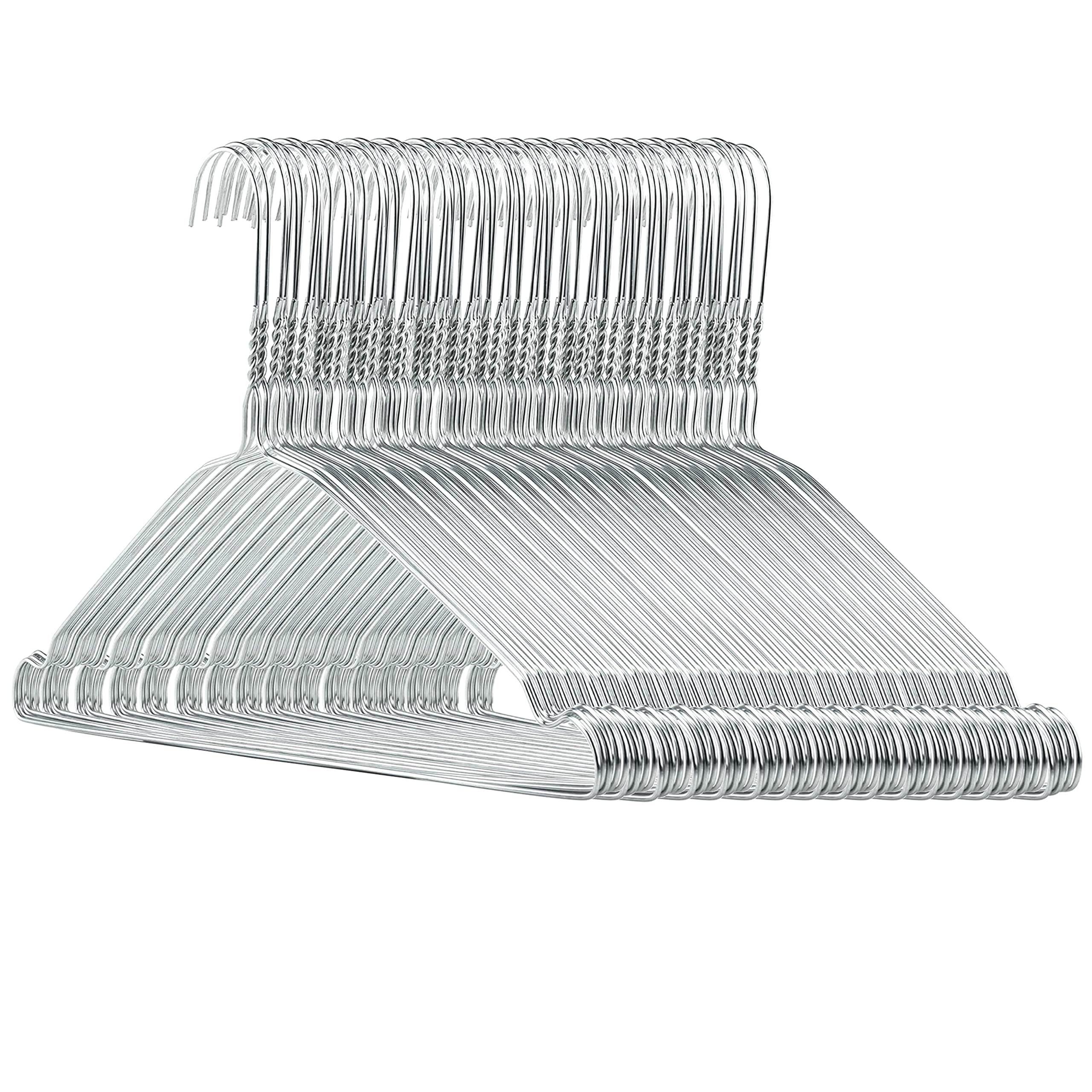HANGERWORLD 100 Strong 40cm Metal Silver Galvanised Wire Notched Clothes Garment Trouser Bar Hangers.