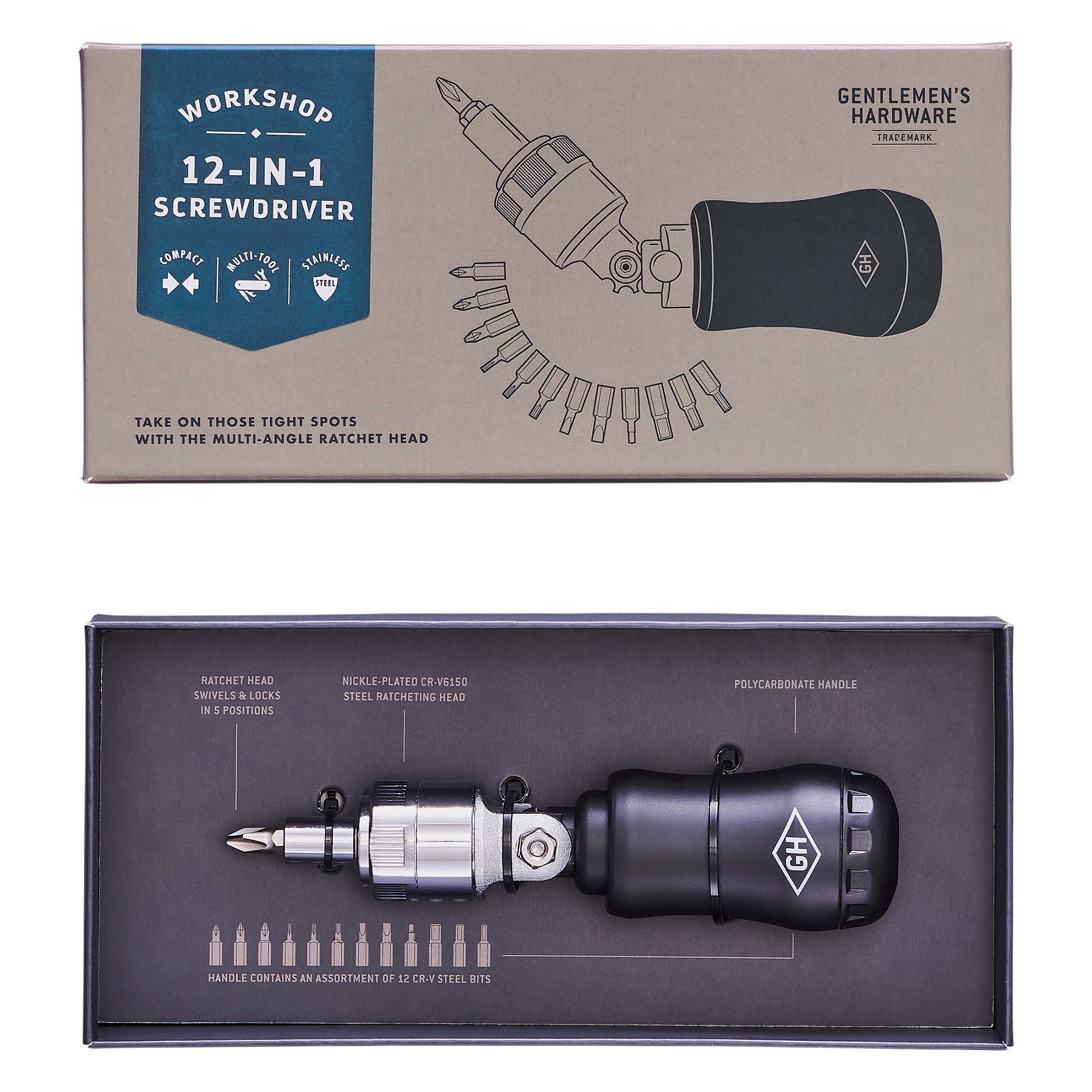 Gentlemen's Hardware GEN490 12-in-1 Multi Head Screwdriver