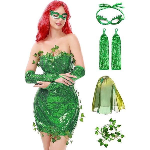 Sexy Villain Adult Costume Lethal Beauty Poison Ivy Style Batman Adult  Costume - Sexy Villian Green/Red Outfit - California Costume Brand Sexy  Batman Villain Costume