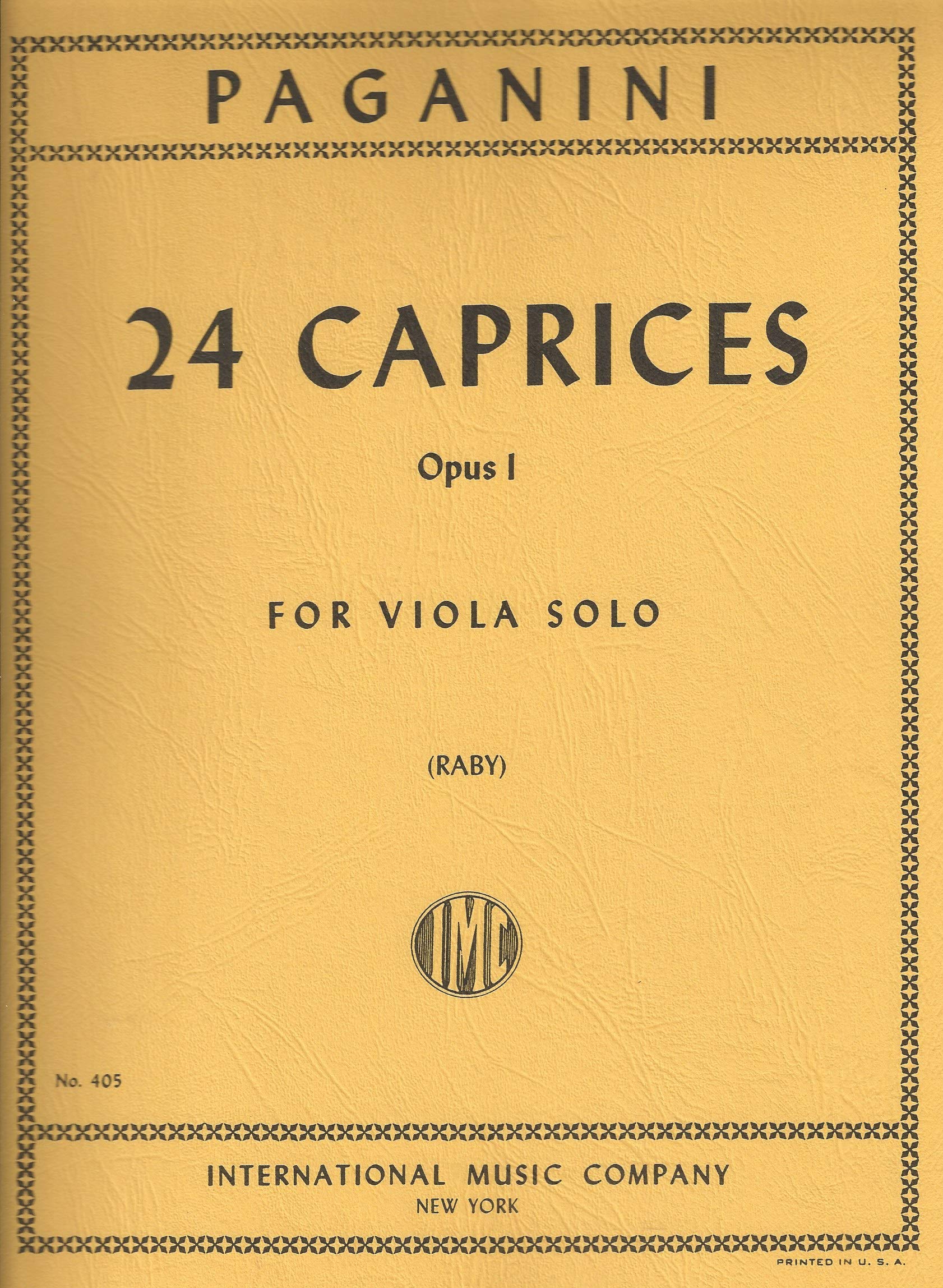 Paganini 24 Caprices Opus 1 For Viola Solo Imc 405 Amazon Com Books