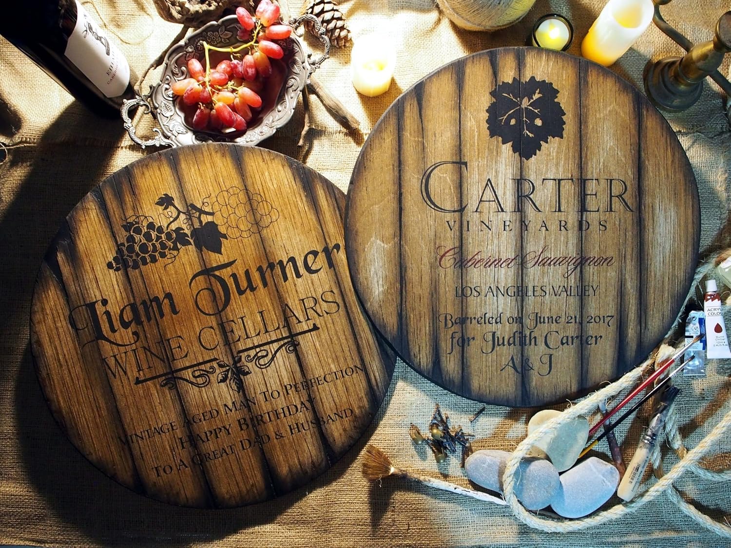 Personalised Decor Sign Inspired By Wine Barrel Tops Rustic Home