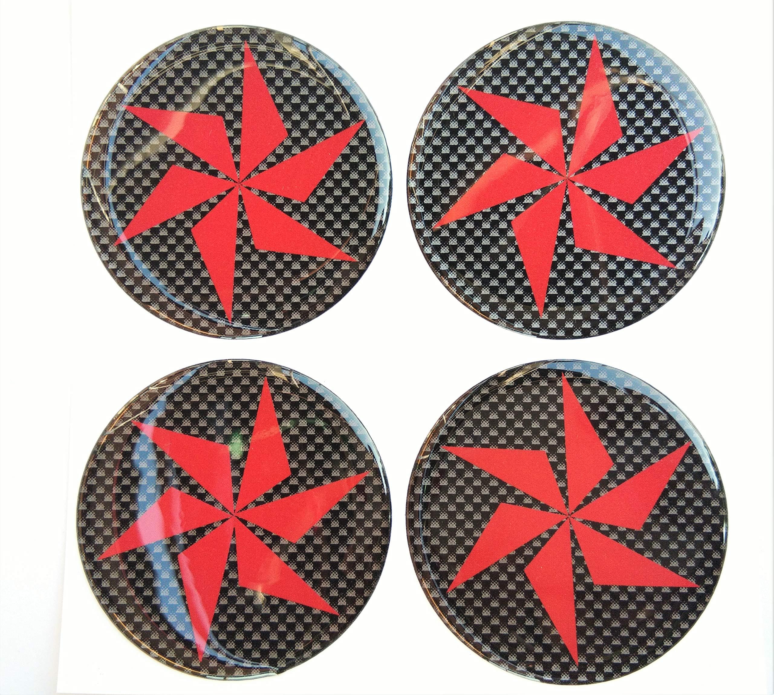 60 mm Turbine Blade Fan Domed Wheel Cap Hub Decal Decals Center Black Red Reflective Kevlar Carbon Fiber 4 Pcs Gloss 3D Gel Rear Resin Motorcycle Sticker Badge Trunk Truck Rims All Series Safety Racing Automotive