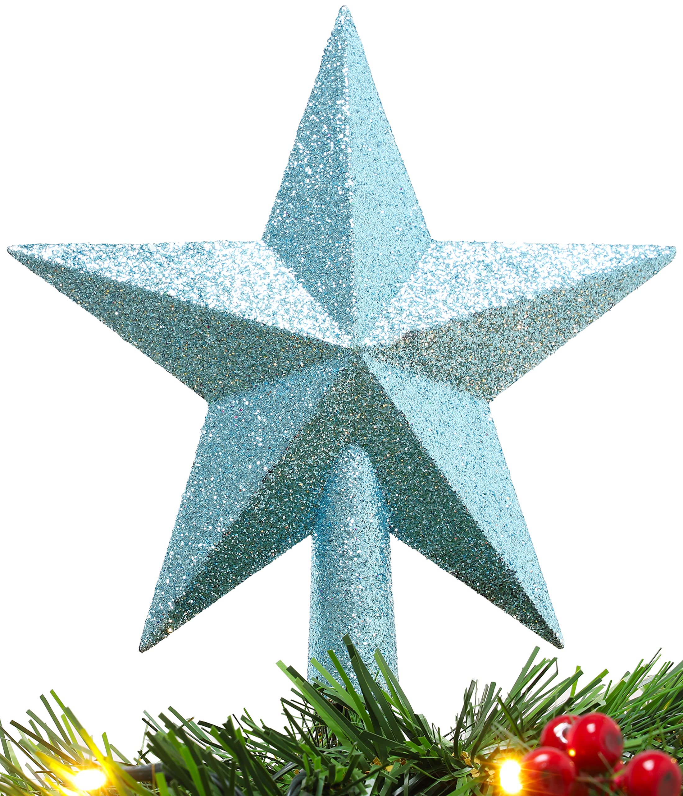Christmas Concepts® 200mm (8") Glitter Tree Top Star Decoration – Christmas Tree Topper (Ice Blue)