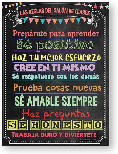 Amazon Com Spanish Classroom Decorations Classroom Rules Poster