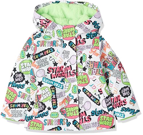 Amazon Essentials Disney | Marvel | Star Wars | Frozen | Princess Girls' Warm Puffer Coat (Previously Spotted Zebra), Star Wars Scribble, XX-Large
