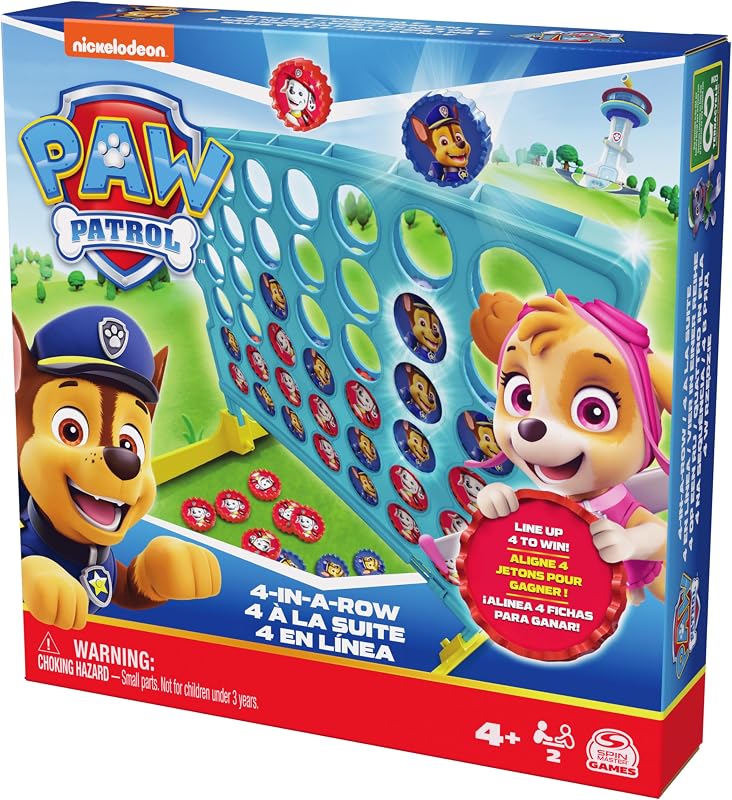 Patrulha Canina - Jogo de Tabuleiro Patrulha Canina 4 em Fila para 2 Jogadores com Chase e Marshall - Brinquedos Patrulha Canina - Brinquedos para Crianças de 4 Anos + - Presente para Rapazes de 4 Anos +
