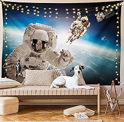 Ambesonne Outer Space Tapestry, Cosmonaut Crew in