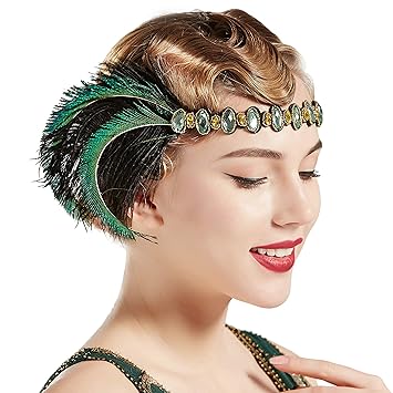 Amazon Com Babeyodn 1920s Flapper Peacock Headband 20s