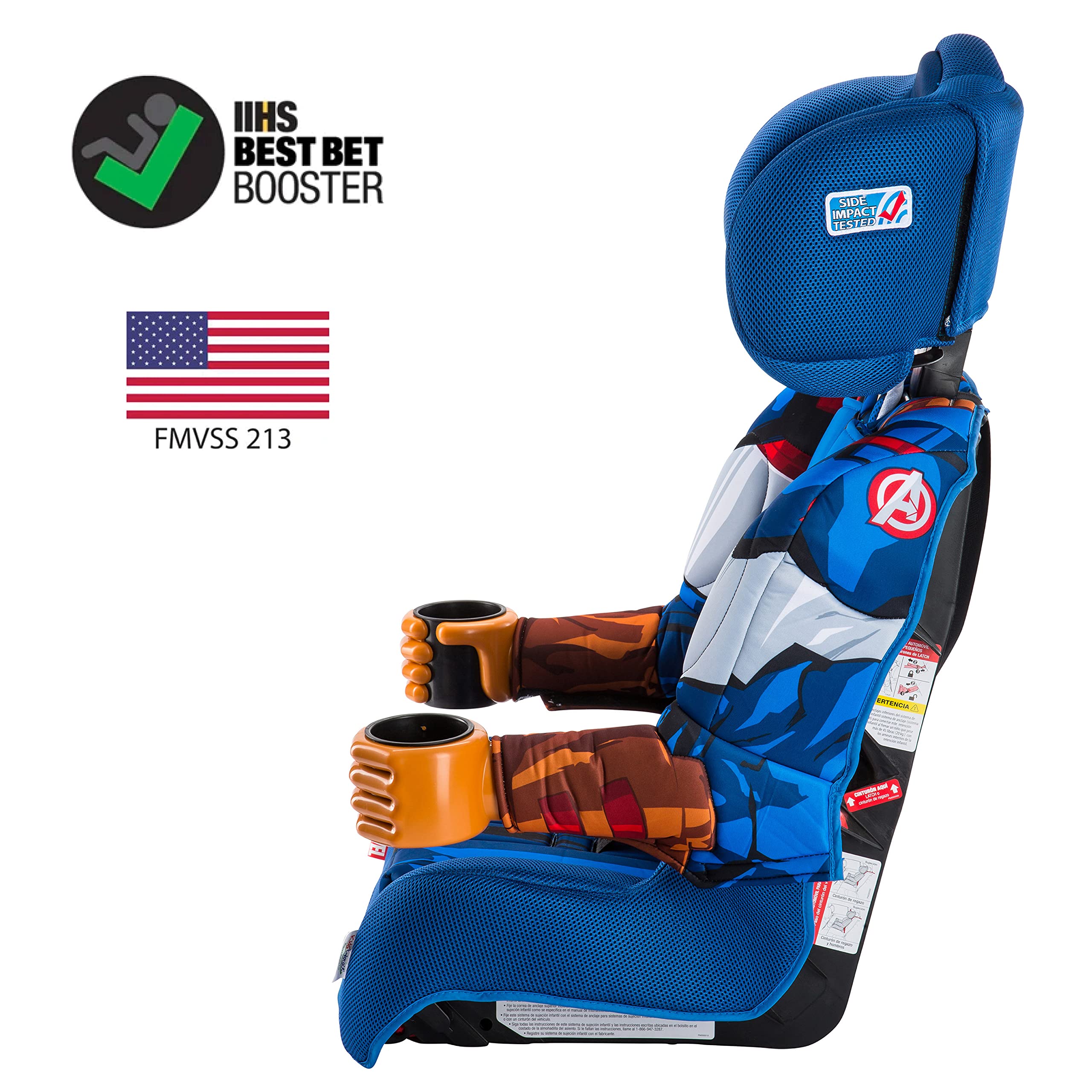 KidsEmbrace Marvel Captain America 2-in-1 Forward-Facing Booster Car Seat LATCH | 5-Point Harness Booster 22-65lbs converts to Belt-Positioning Booster 40-100lbs | Adjustable