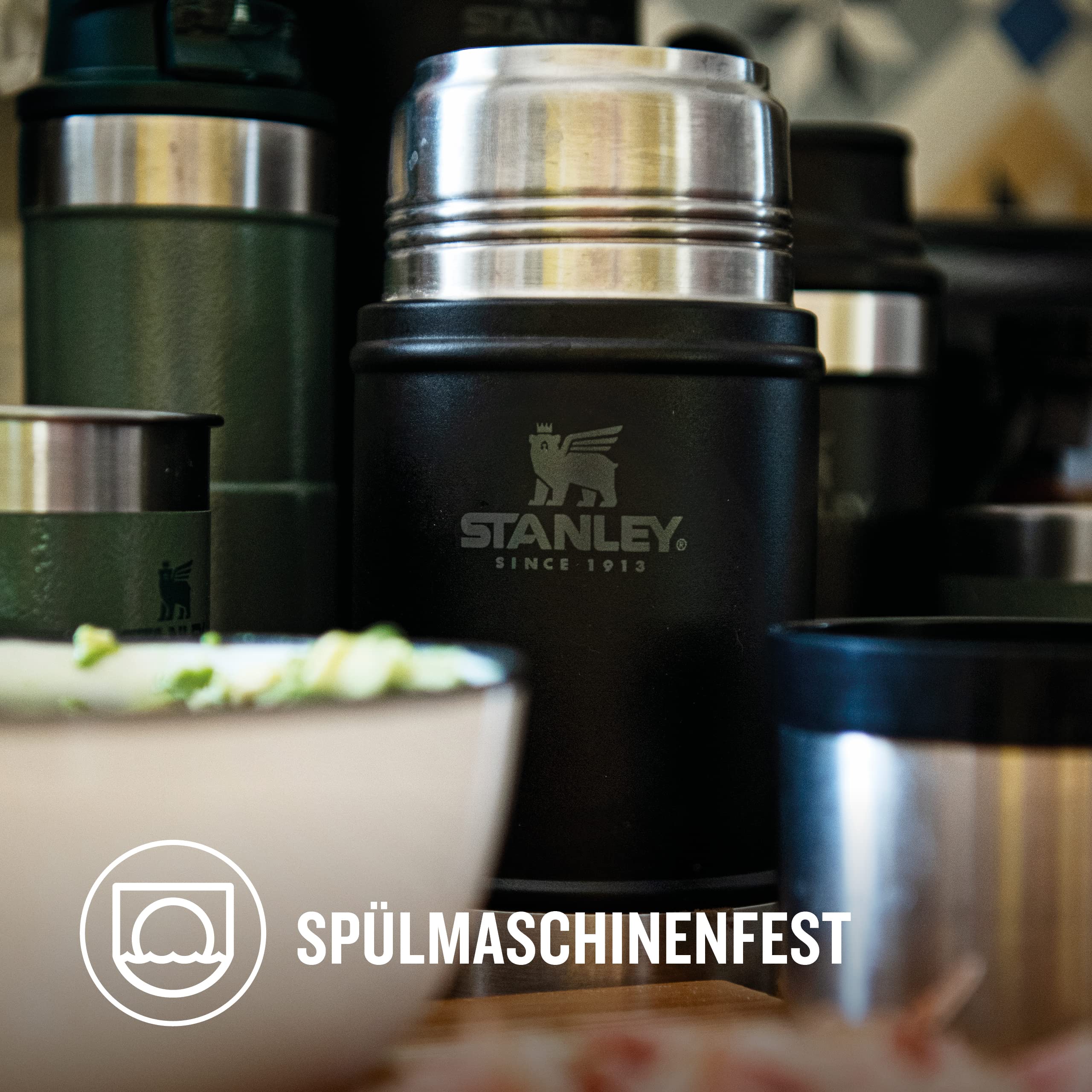 STANLEY 1913 Classic Legendary Thermobehälter Für Essen 709 ml - Hält 15 Stunden Heiß Oder 18 Stunden Kalt - Edelstahl Warmhaltebehälter - BPA-Frei - Spülmaschinenfest - Matte Black 6