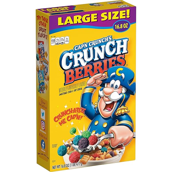 CAP’N CRUNCH CEREAL, CRUNCH BERRIES, 16.8OZ BOX