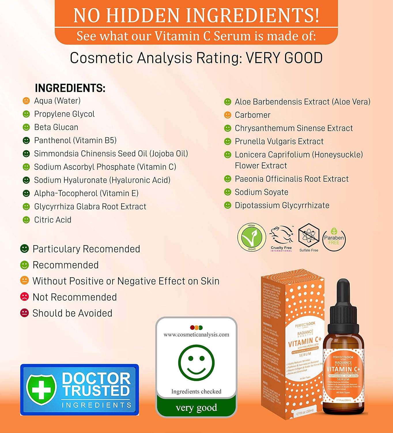 Perfect Look London Vitamin C & Hyaluronic Acid Face Serum, 12% Vitamin C Brightening Serum for Dark Spots & Uneven Skin Tone - Image 3