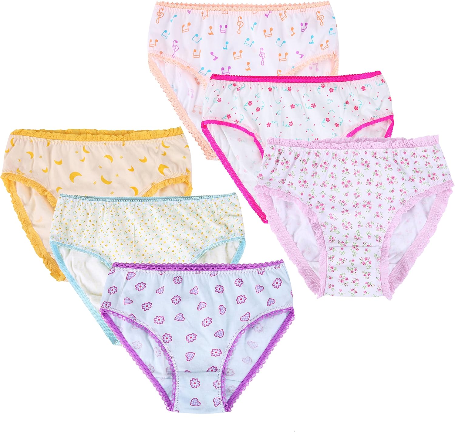 LAEMILIA Little Girl's Pack of 6 Cotton Underwear Cute Panties Briefs