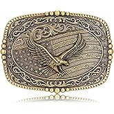 Btilasif Western Cowboy Belt Buckle Longhorn Bull Patriotic American Flag Belt Buckle Cowgirl Western Buckle Large