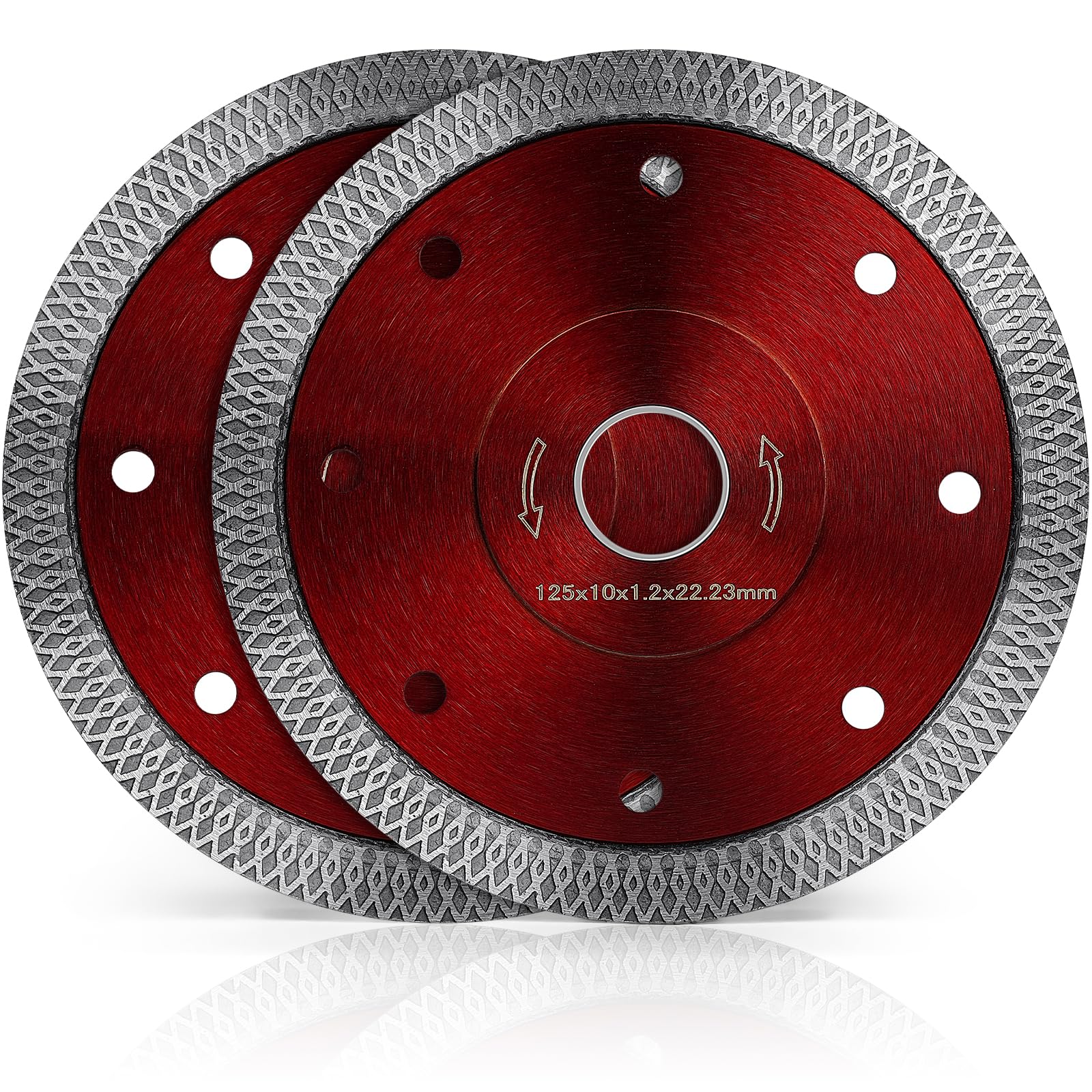 flintronic 125mm Diamond Cutting Discs for Angle Grinder, 2PCS Super Thin Diamond Saw Blade, Clean Cut on Porcelain, Tiles, Granite, Marble, Stones, Bricks & Ceramics, Wet Cutting, 4.9"