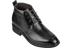 Calden Men's Invisible Height Increasing Elevator Shoes - Black Leather Lace-up Dress Formal Ankle Boots - 3 Inches Taller - K28801 - Size 12 D(M) US