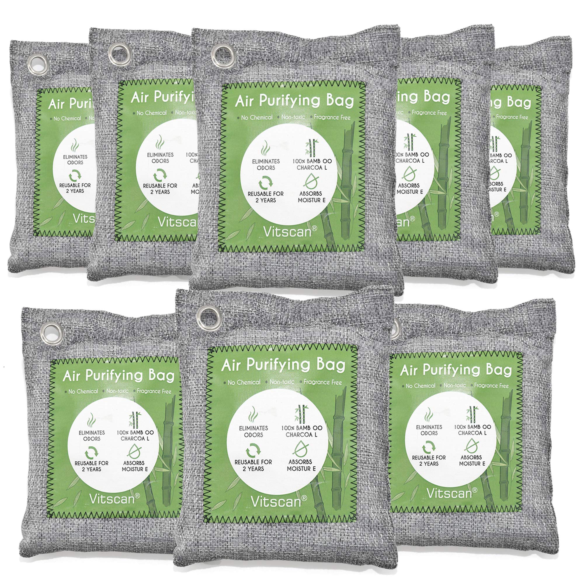 8 Pack Bamboo Charcoal Air Purifying Bag, Activated Charcoal Bags Odor Absorber, Moisture Absorber, Natural Car Air Freshener, Shoe Deodorizer, Odor Eliminators For Home, Pet, Closet, Car