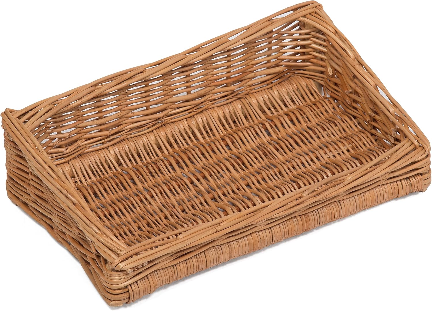 Prestige Wicker Counter Top Display Stand Three Baskets, Wood, Natural, 35 x 20 x 15 cm BigaMart