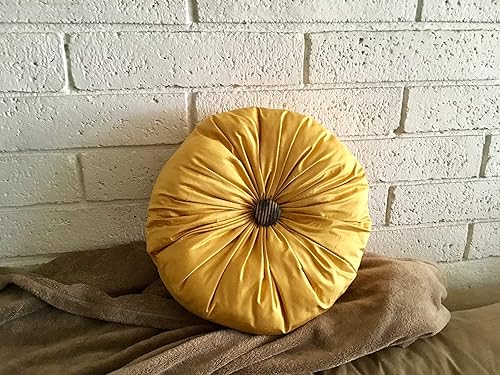 Amazon Com Sunshine Mustard Yellow Velvet Round Pillow 16 Hand