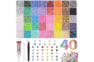 40000Pcs Resin Jelly Rhinestones for Bedazzling, 3mm Mixed-Color Flatback Gems for Diamond Art, Bedazzler Kit with 1Pcs 10ml 