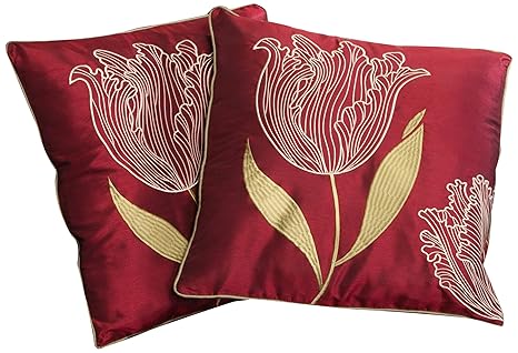 Buy Best Selling Tulip Pillow 18 Inch Red Set Of 2 Online At
