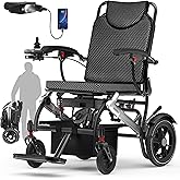 Electric Wheelchairs for Adults Foldable 36LBS Lightweight, 15 Miles Travel Range, Max Support 350 LBS, 500W Brushless Motors Power Motorized for Seniors with LED Light, Airline Approval-Silver Color
