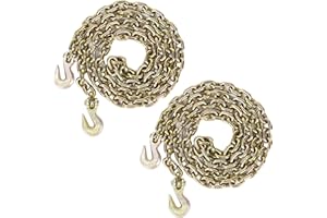 Aain 2 Pack Transport Chain with 3/8" Clevis Hooks NACM Standard Grade 70,3/8"x10', Heavy Duty Binding Chain.