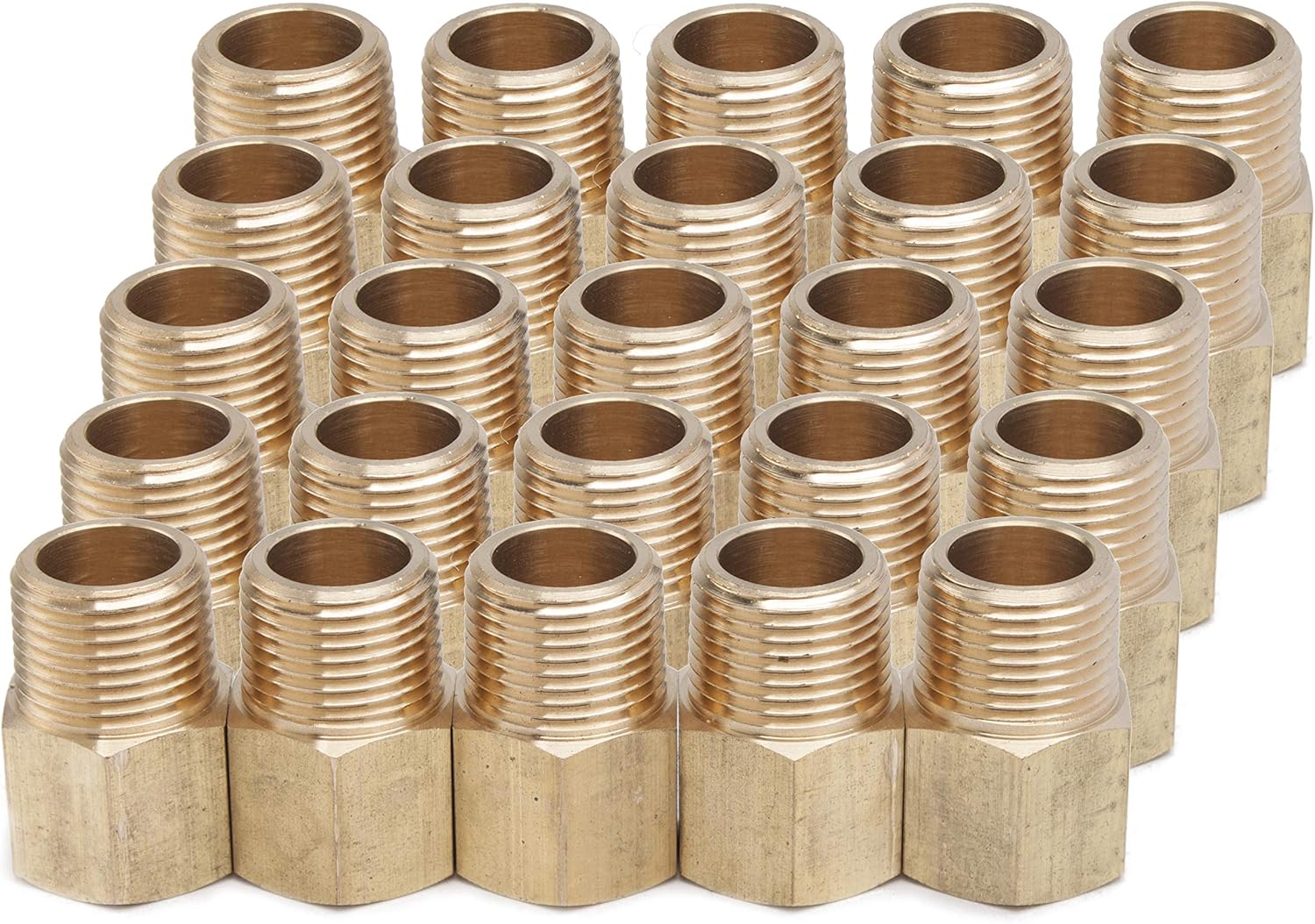 LTWFITTING Brass Pipe 3/8-Inch Female BSPP x 3/8-Inch Male BSPT Adapter Fuel Gas Air (Pack of 25), 3/8" Male BSPT x 3/8" Female BSPP