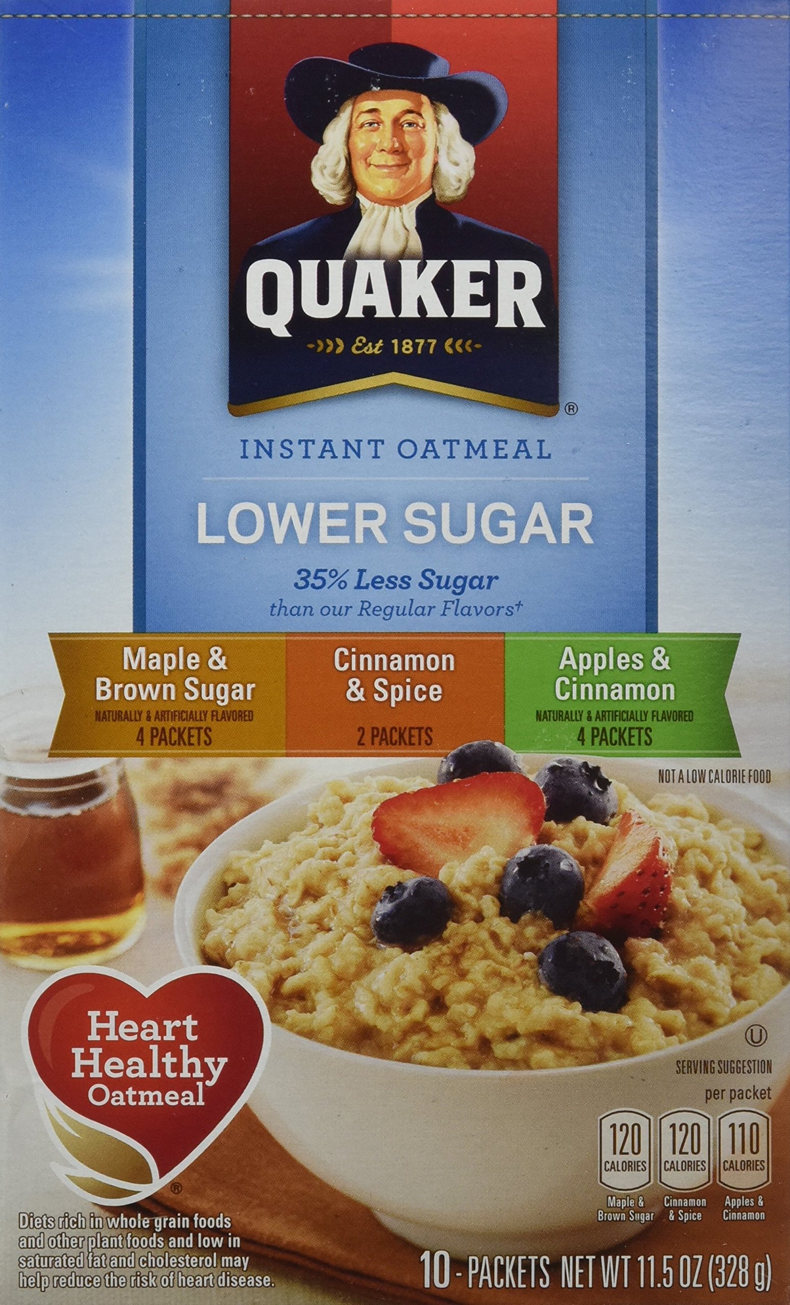 Quaker Instant Oatmeal, 3 Flavors LOWER SUGAR, 4 Maple Brown ...
