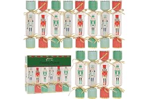 Lulu Home 12 Packs Non-Snap Christmas Crackers Set, Xmas Gift Box Kit for Party Dinner Game Traditions, Nutcracker Patterned, Each 6.5" H x 1.4" Dia